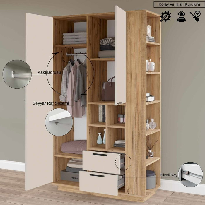 Hanah Home Armario Multiusos Pino Atlántico